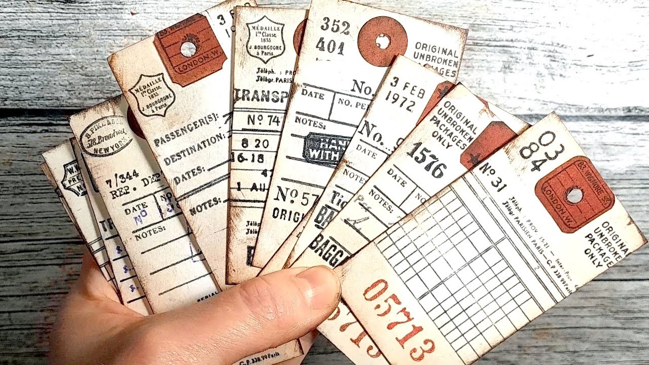 Vintage Railroad Luggage Tags [Grungy Tags with Stamping]