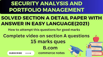previous year question paper solved section A (2021) | Security analysis and portfolio management.💯
