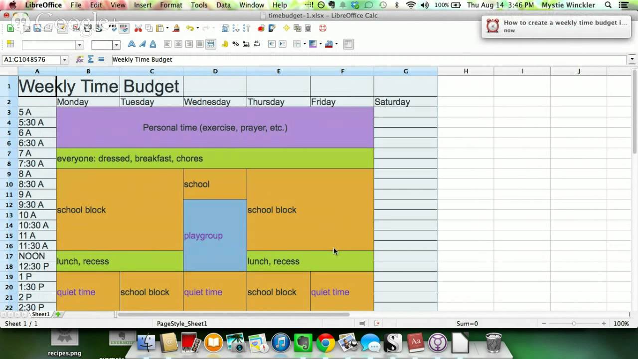 how-to-create-a-weekly-time-budget-in-a-spreadsheet-youtube