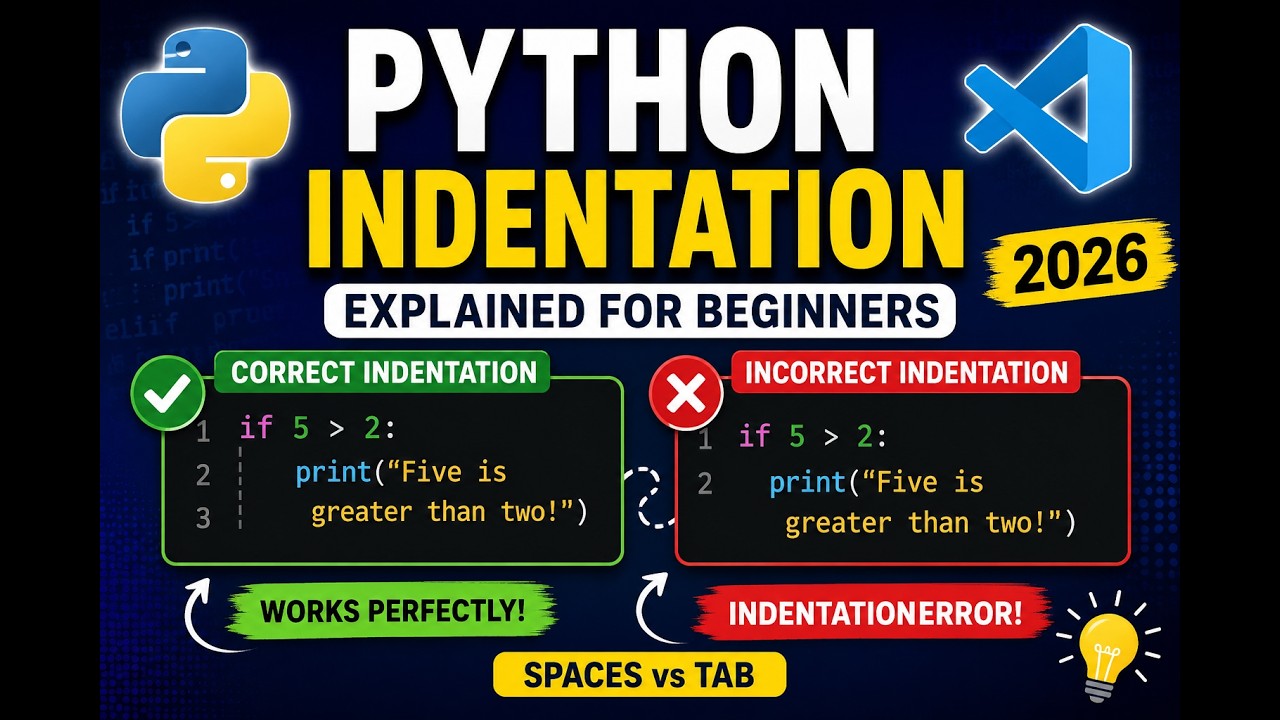 Python Indentation Explained for Beginners | Python Tutorial (2026 ...
