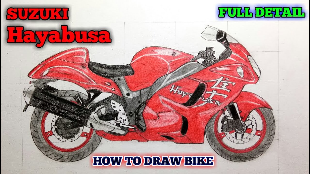 How to draw  Suzuki Hayabusa  Bike Drawing  YouTube