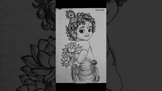 Little Krishna drawing steps🦚👀#shorts #viral