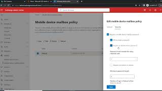 how to set up mobile device mailbox policy in exchange online in office 365