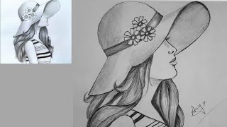 Farjana Drawing Academy and My Drawing / How to Draw a Girl With Hat
