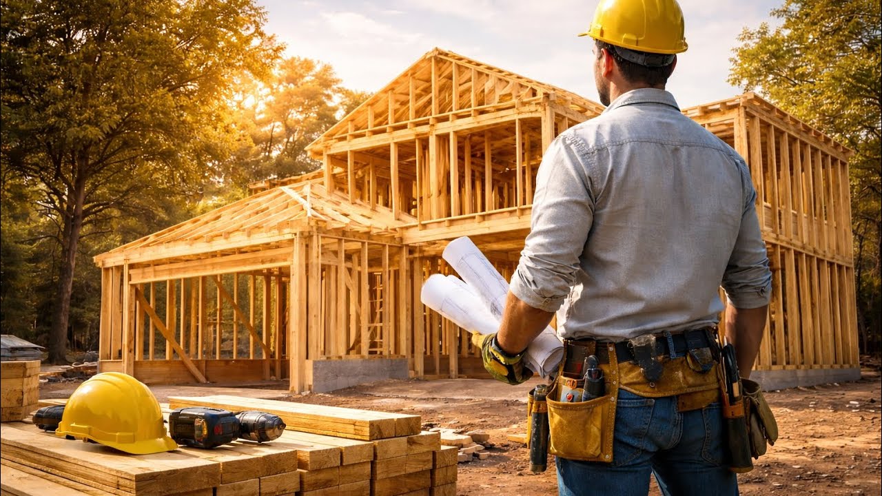 From Empty Land to Modern American Wood Home 🇺🇸 | Full ASMR Construction Process