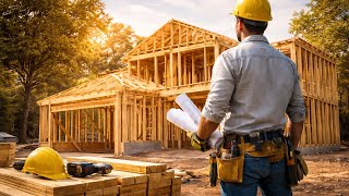 From Empty Land to Modern American Wood Home 🇺🇸 | Full ASMR Construction Process