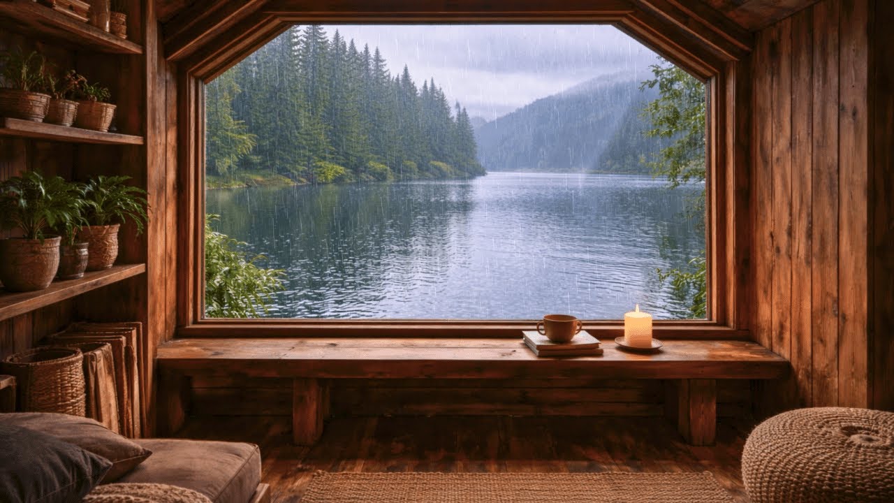 Cozy Treehouse by the Lake | Gentle Rain Sounds & Peaceful Forest View