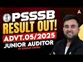 PSSSB Junior Auditor Result 2025 | PSSSB Result 2025 | Advt 05/2025 | By Sourav Arora Sir