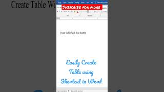 Easily Draw Table in MS Word using the shortcut shorts viralvideo wordhack hack trick