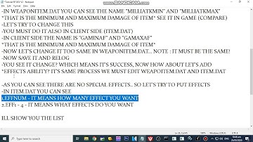 HOW TO CHANGE WEAPON DAMAGE, PUT SPECIAL EFFECTS, CHANGE ITEM LEVEL REQ PART 1