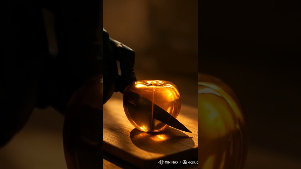 satisfying ai golden apple cutting 