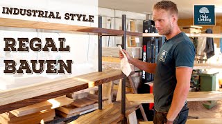 Standregal im Industrial Style bauen - Massivholz Regal aus Eiche und Nussbaum | Holz-Liebling DIY