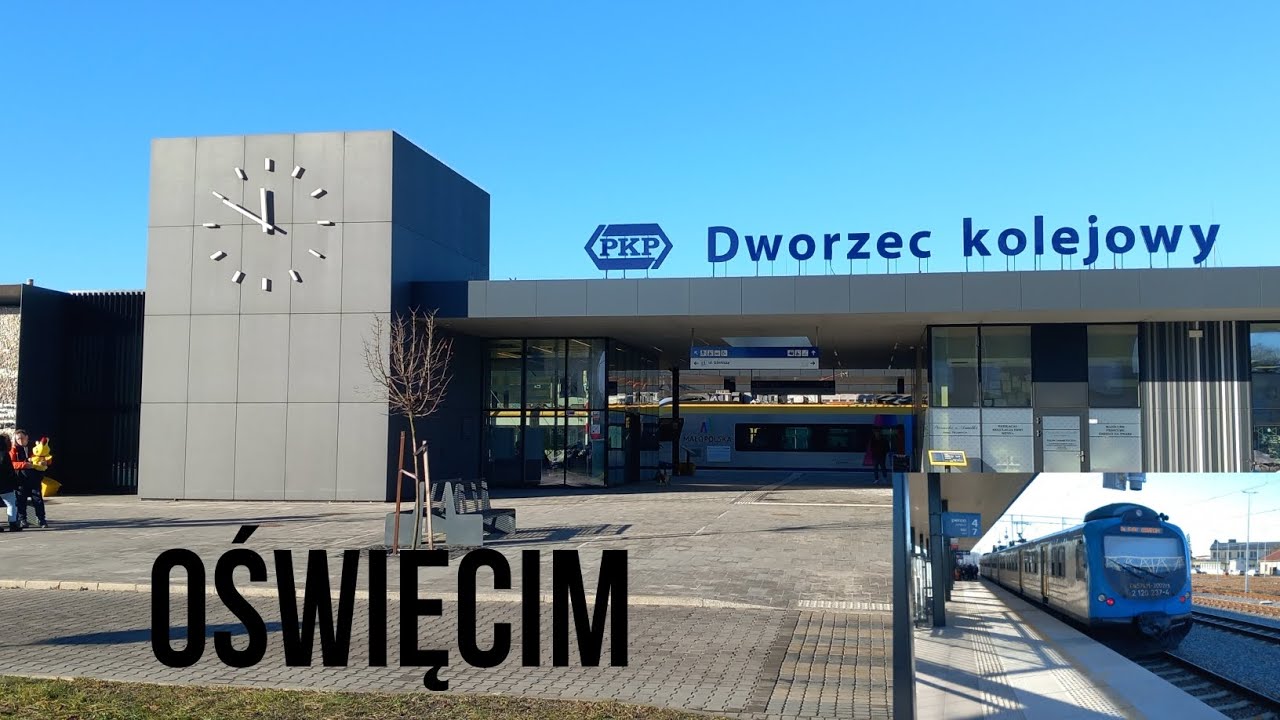 Oświęcim. Duża 4 peronowa stacja.
