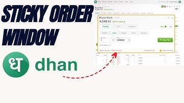 How to use Sticky Order Window in Dhan Trading Platform ||