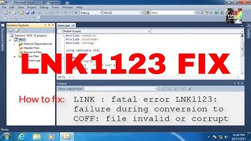How to fix C++ 2010 Fatal error LNK1123?
