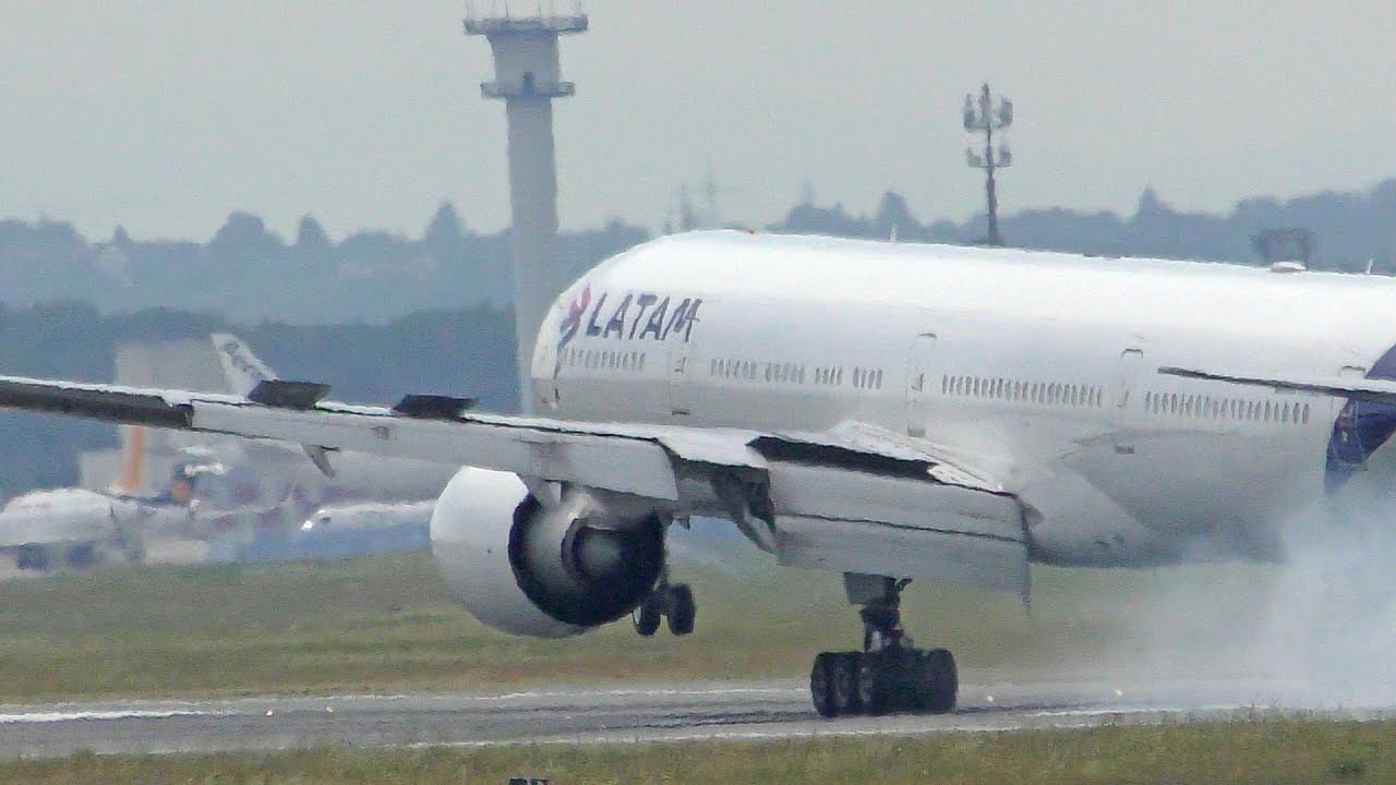 HARD Landing LATAM Boeing 777 at Frankfurt Airport (4K)