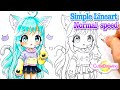 Let's draw Lineart with me! (Normal speed ) How to draw a Cat girl with a hoodie/Gachalife/Easy
