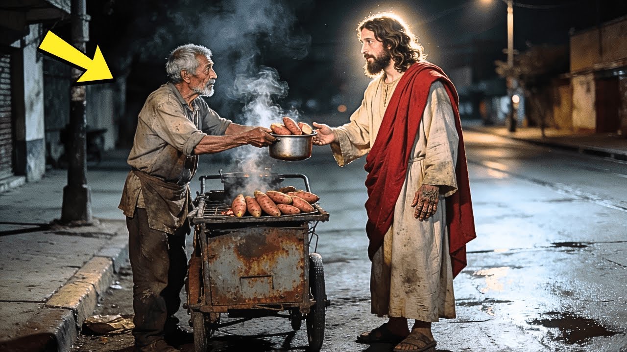 UN VENDEDOR DE CAMOTES POBRE LE DIO SU CARRITO A UN ANCIANO PERDIDO... PERO ERA JESÚS DISFRAZADO...