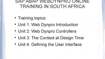 SAP ABAP WEBDYNPRO ONLINE TRAINING IN SOUTH AFRICA