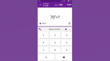 Math Tricks - Training mode - square numbers between 70 and 79 - level 057 (Number Keyboard)