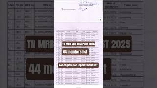 TN MRB VHN VILLAGE HEALTH NURSE ANM POST 2025. NOT ELIGIBLE FOR APPOINTMENT LIST#jayaramvikasacademy