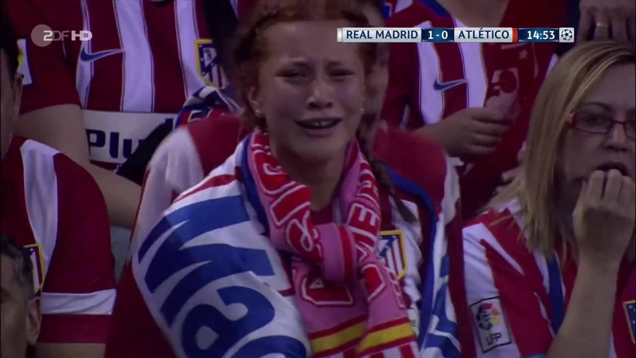 Реакция болельщицы Атлетико на гол Рамоса Финал Лиги Чемпионов 2016