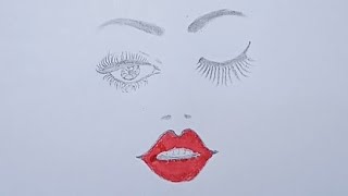 Beauty stayl draw eye brows,eyes,nose,lips,teeth, with pencil #art #drawing #artist