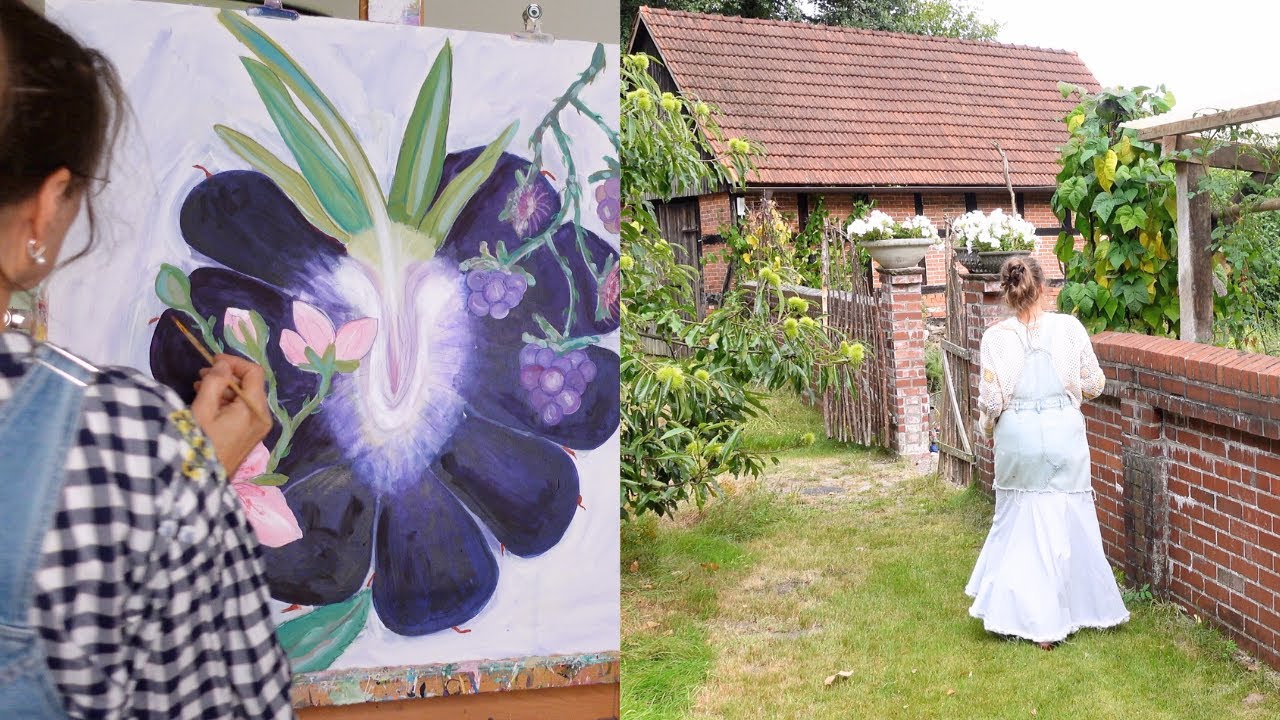Gemütlichen Landlebens, Gemälde mit Brombeere malen, Garteneinblicke und wohlige Küchenmomente