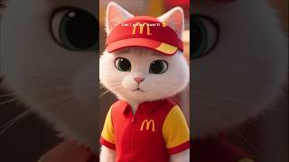 Cute McDonald’s Cat Chef Making Burger 🍔🐱 | AI Animated Short #shorts