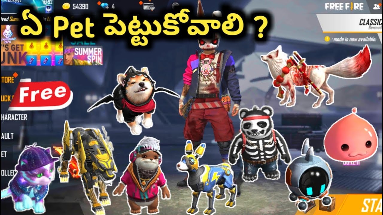 Top 3 best pets in free fire// Best pets in free fire telugu // Backlog