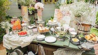 Maria Provenzano shows how to make a DIY boho wedding buffet table. Maria recommends using crates to build a table and adding 