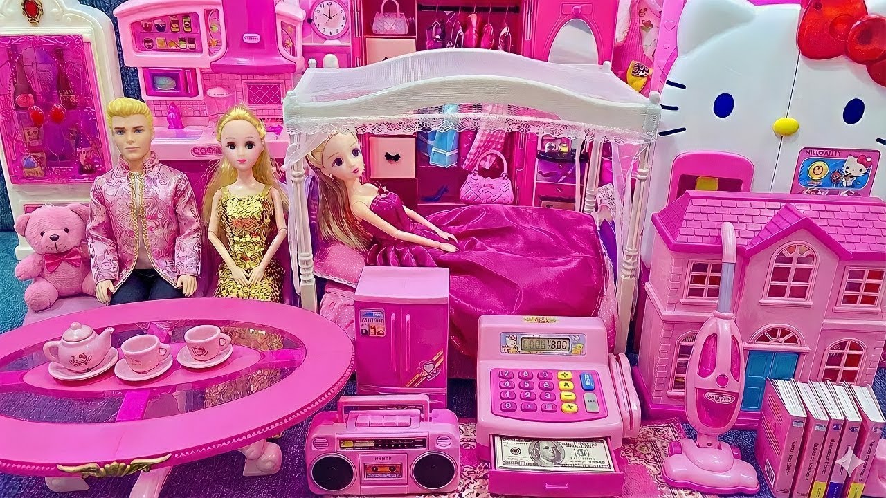 9 Minutes Satisfying with Unboxing Barbie Princess Pink Kitchen,Rock Bed Play Set Review Toys｜ASMR