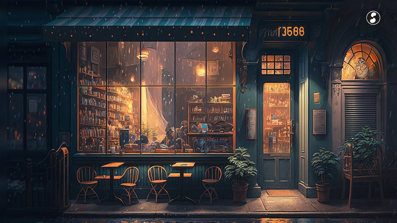 Lofi, aesthetic vibes, coffee shop, rainy