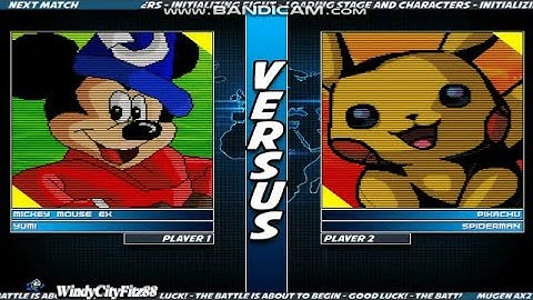 WCFITZ88 Mugen Battles | Mickey Mouse EX & Yumi vs Pikachu & Spiderman