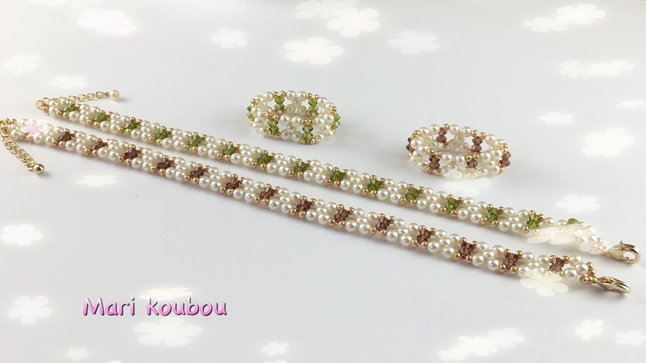 かんたんアクセサリー】スワロフスキーとパールのブレスレット かんたんアクセサリー】スワロフスキーとパールのブレスレット