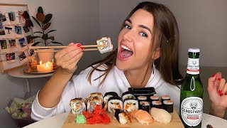 :           sushi rolls beer || MUKBANG  