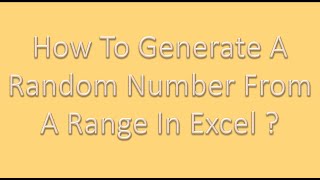 How to generate a random number from a range?