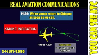 (Real ATC) SMOKE INDICATION in the airplane | Delta Airbus A220-100, BCS1 | O’Hare airport