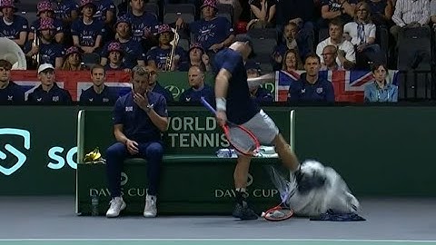 Andy Murray furiously kicks bag as Davis Cup tempers flare in tense match