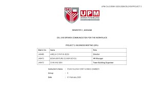 CEL2105 Project 2: Business Meeting Video Group 5 (1Feb)