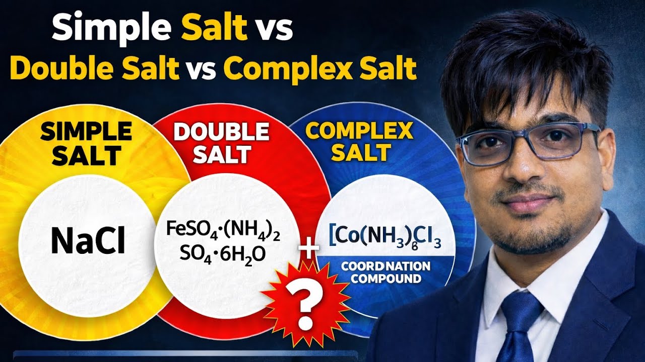Simple Salt vs Double Salt vs Complex Salt |in 3 Minutes | JEE NEET ...