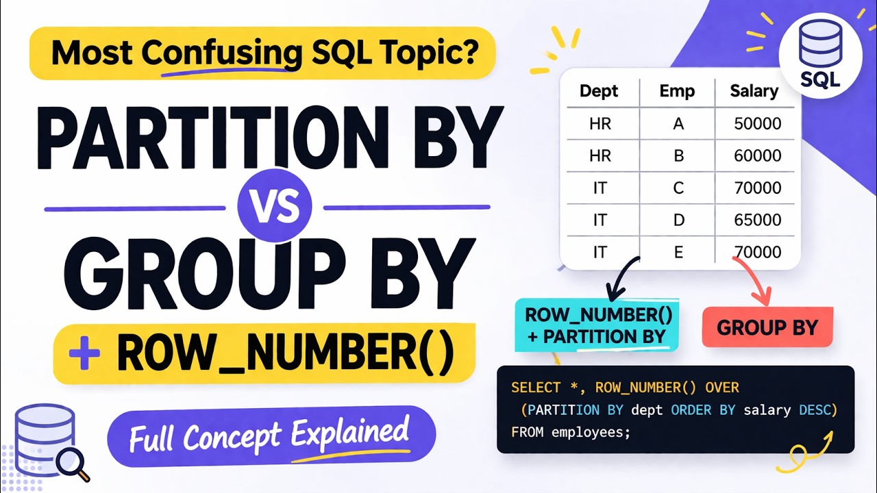 Sql Partition By Row Number Most Confusing SQL Topic: ROW_NUMBER() + PARTITION BY vs GROUP BY - YouTube