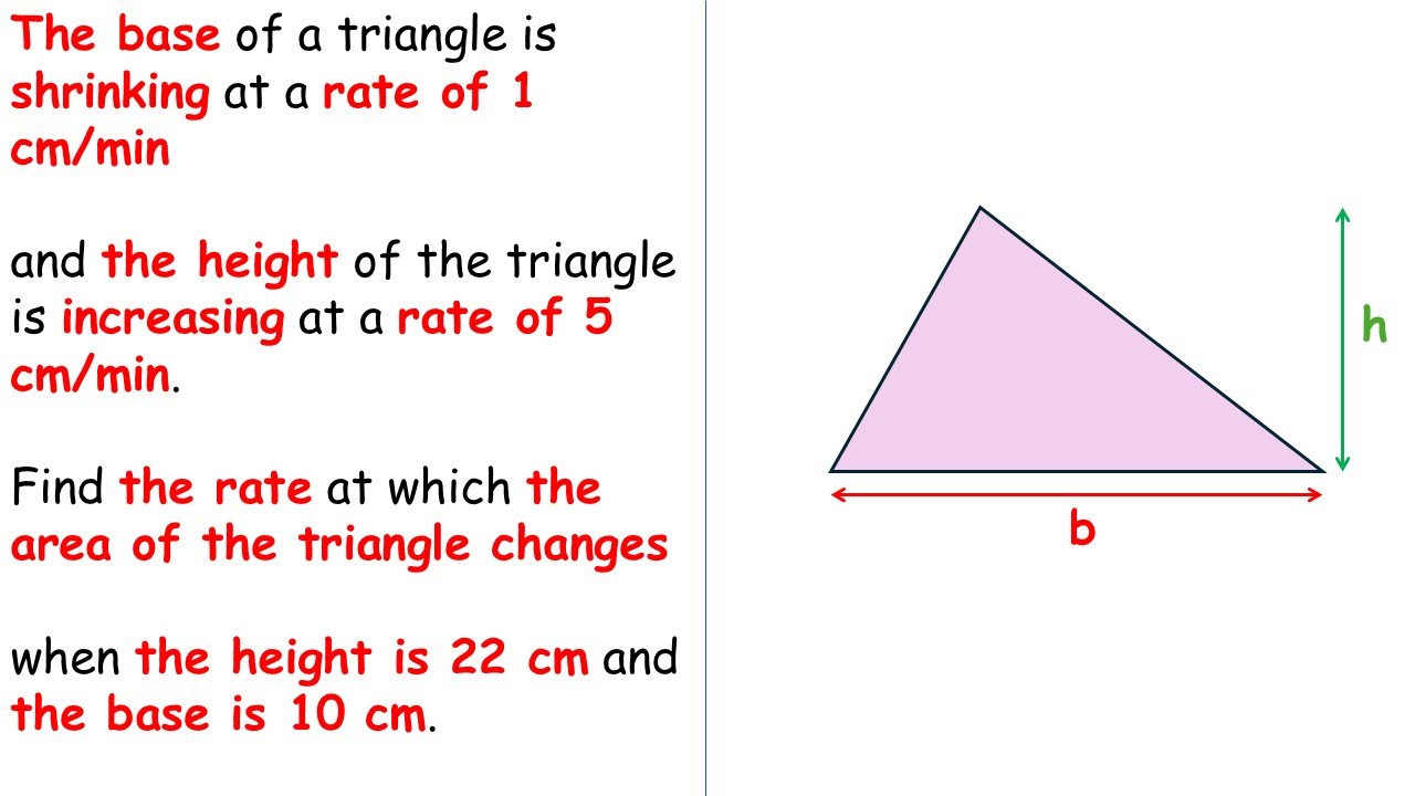 Related Rates Triangle Area OpenStax Calculus Exercise 4.1 Problem 22 | Related Rate | Area of a ...