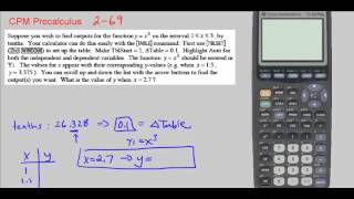 CPM Precalculus 2-69 - Obtaining table values using the TI-83 PLUS