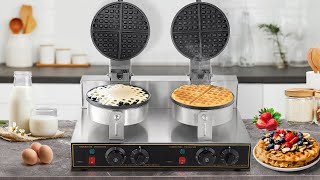 Commercial Waffle Maker Flip Electric Waffle Iron Cone Machine Stainless Steel Non-stick