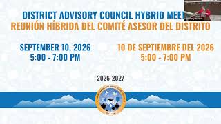 District Advisory Council Meeting --- September 10, 2026
