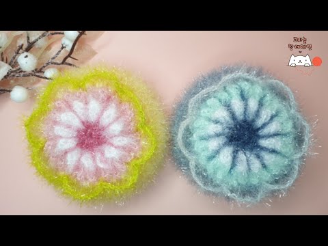 [with해연*crochet] 코바늘 꽃수세미(호빵수세미)
