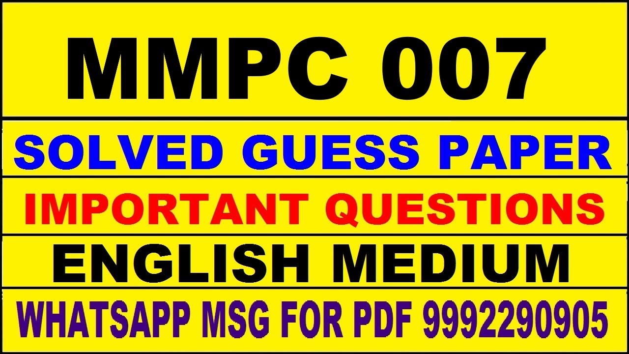 mmpc 007 guess paper in english | mmpc 007 important questions | mmpc 007 study material