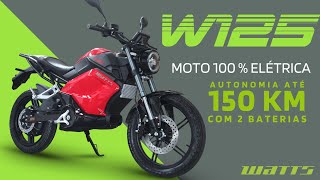 Veja  detalhes da Moto Elétrica Watts W125 2022 motor de 3000W autonomia de até 150 KM