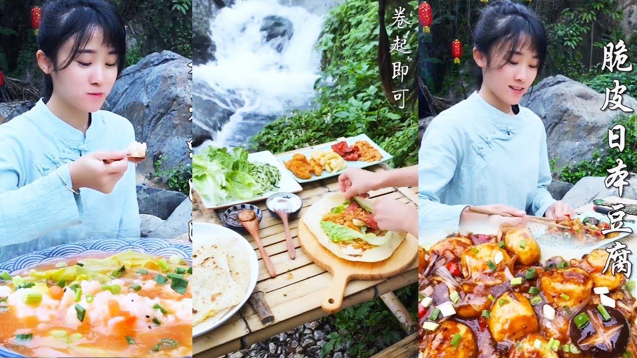 【WILD COOKING】Chinese girl cook tofu in an Unknown way！